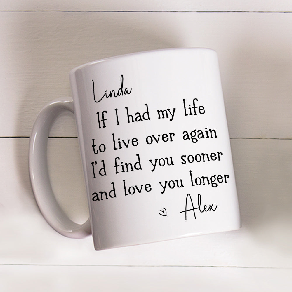 Personalised I'd Find You Sooner And Love You Longer Ceramic C-type Handle Mug Anniversary Gift Birthday Gift For Couple - CALLIE