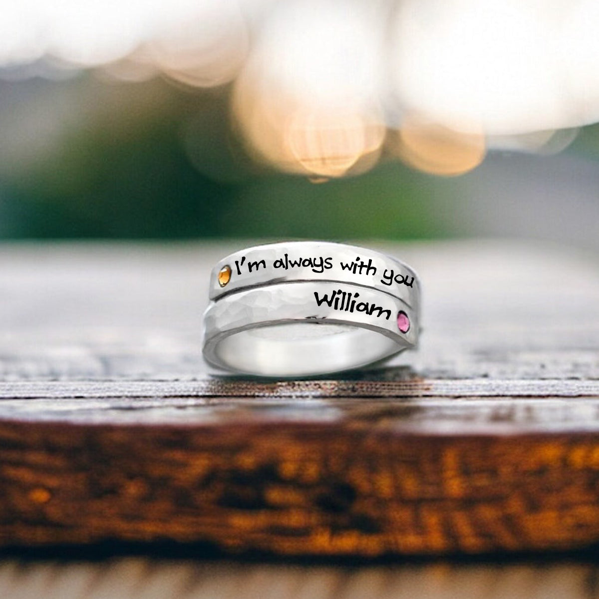 Personalized I'm always with you Memorial Birthstone Ring