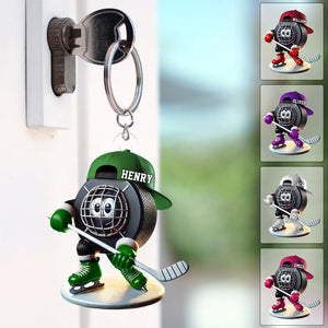 Personalized Ice Hockey Name Keychain For Hockey Fans, Ice Hockey Lover