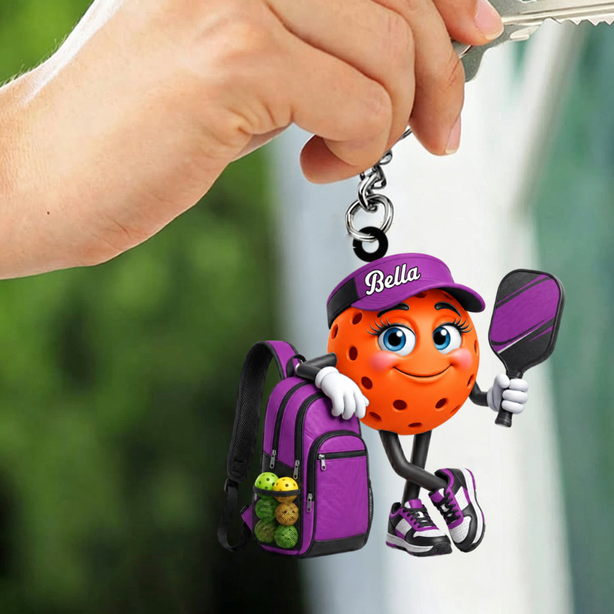 Cute Pickleball Player - Personalized Pickleball Mascot Keychain Gift for Male & Female Pickleball Enthusiast