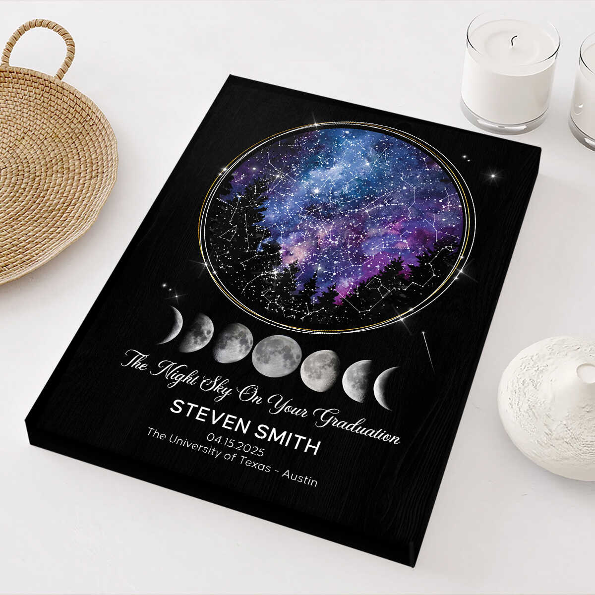 Personalized Custom Night Sky Graduation Gift Star Map Canvas Poster