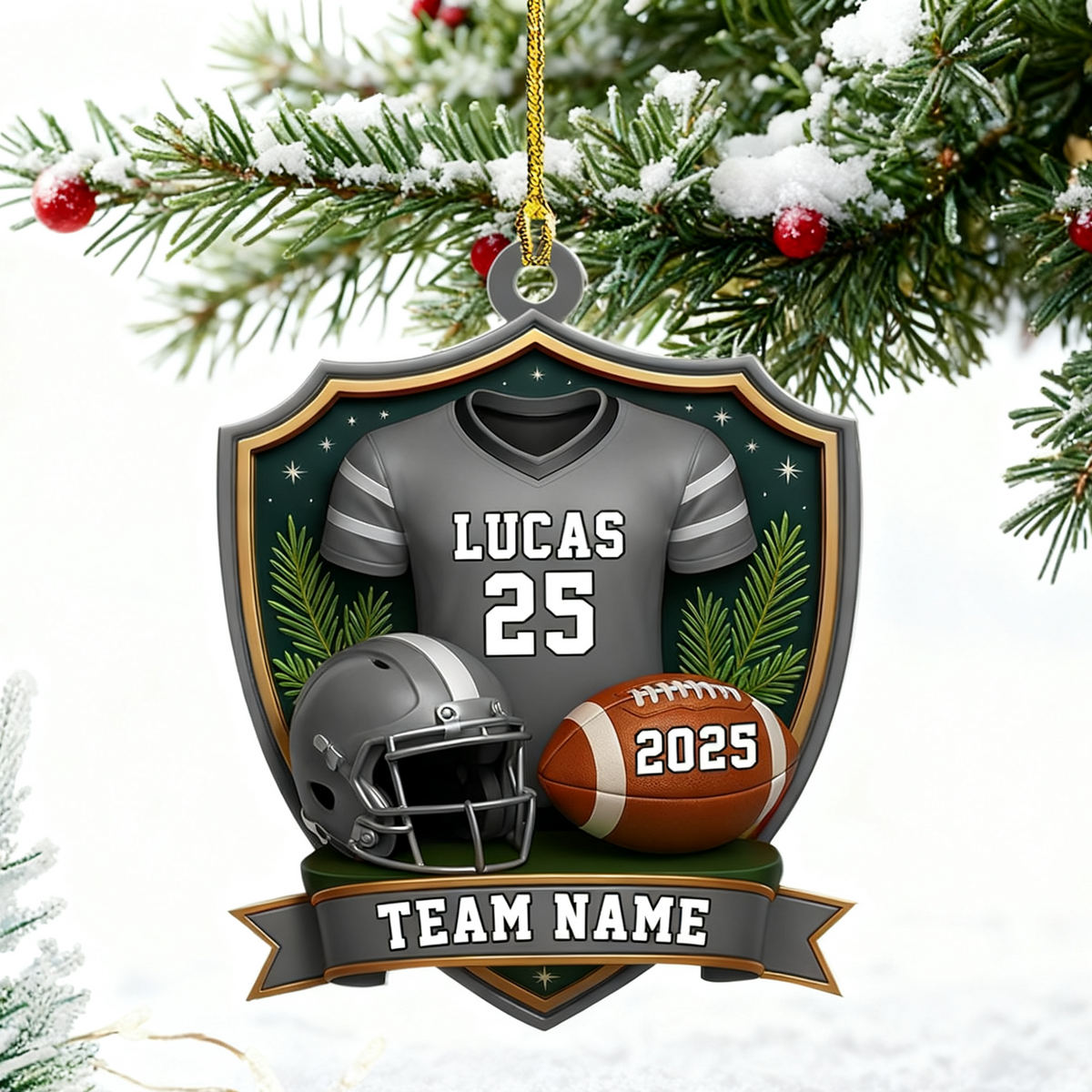 Personalized American Football Shoulder Pads and Helmet Ornament