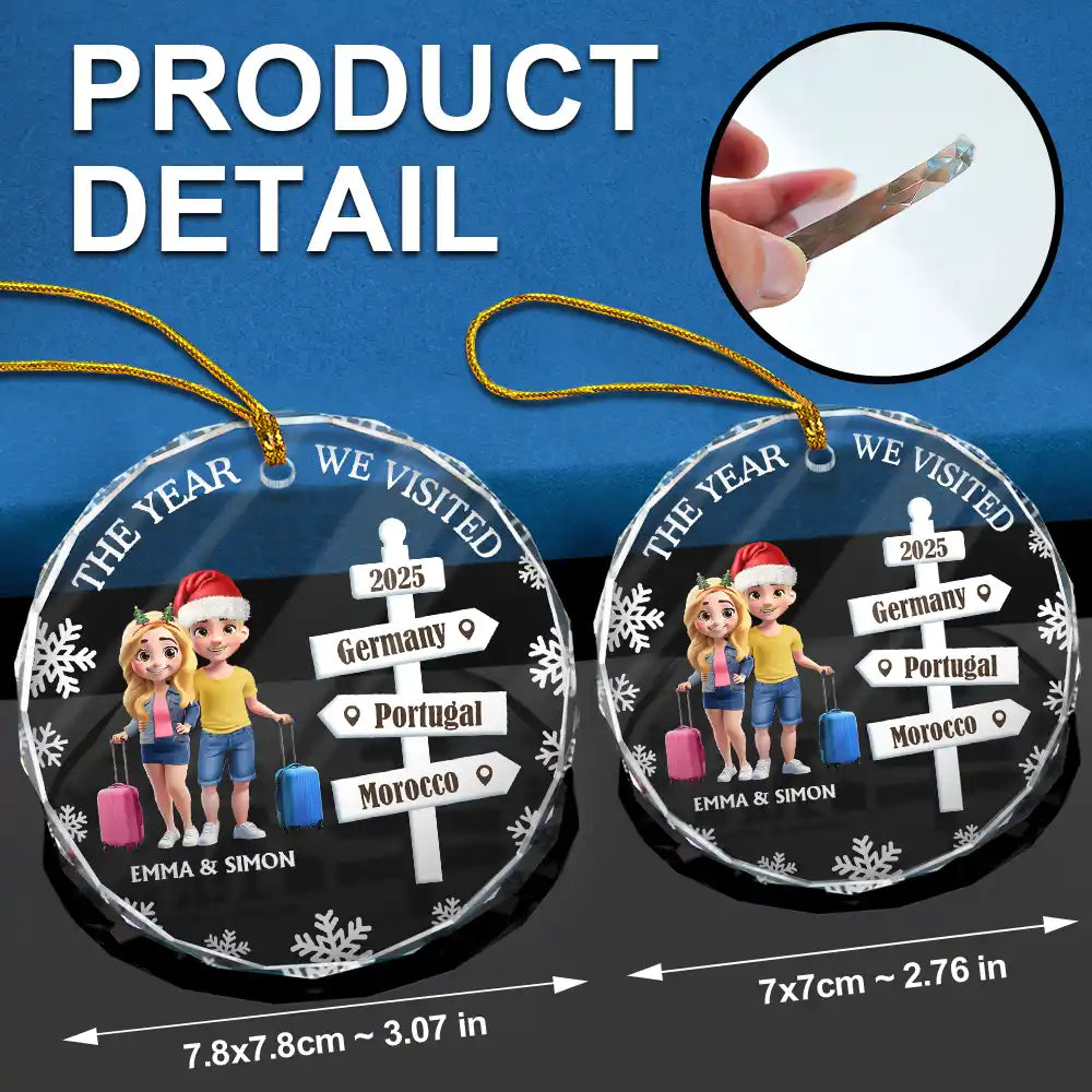 Cherished Travel Memory - Personalized Circle Glass Ornament