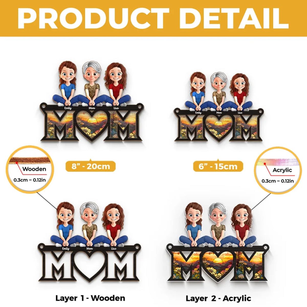 Family Personalized Window Hanging Suncatcher Ornament - Mother's Day, Gift For Mom, Grandma