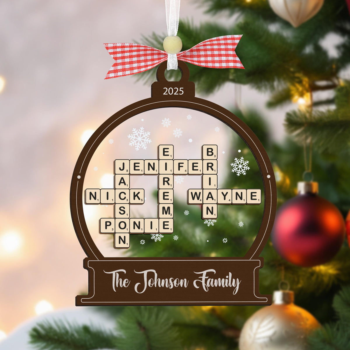 Personalized Family Crossword Christmas Custom Scrabble Ornament