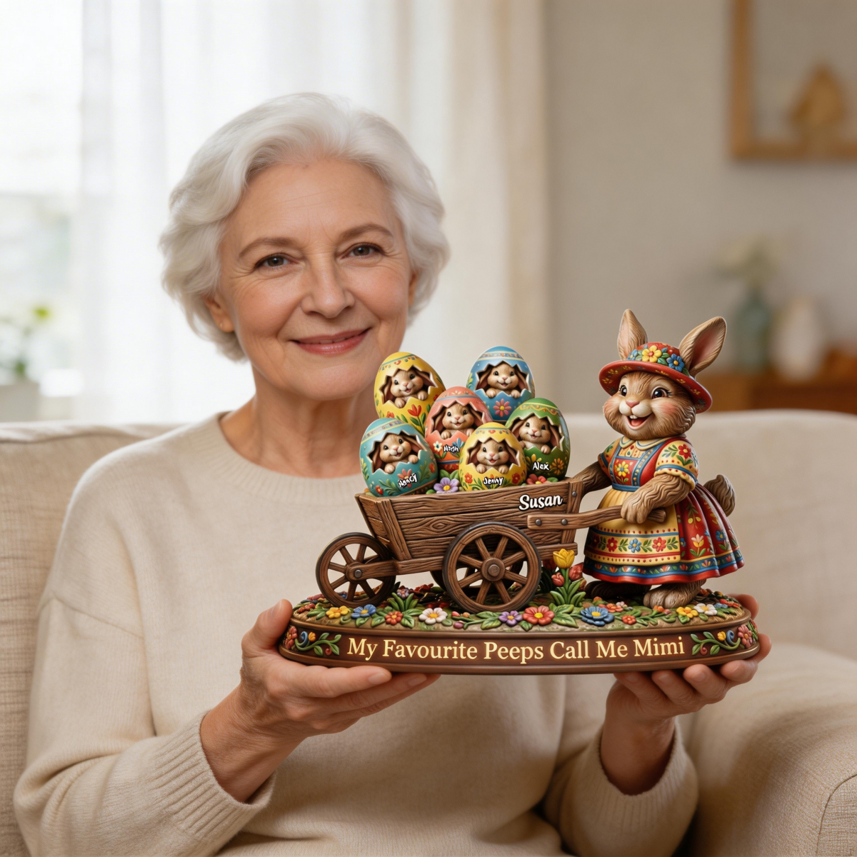 Easter Day Bunny Acrylic Plaque - Personalized Gifts For Grandma, Mommy Plaque