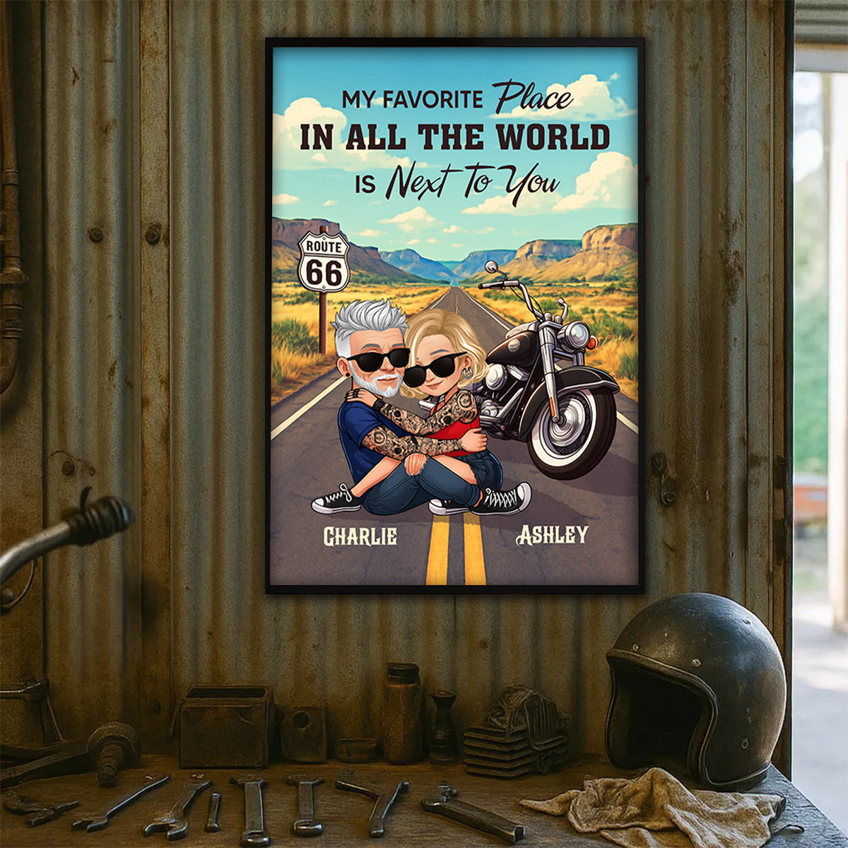 Bikers Couple Riding Partners For Life Personalized Poster Gift For Him & Her