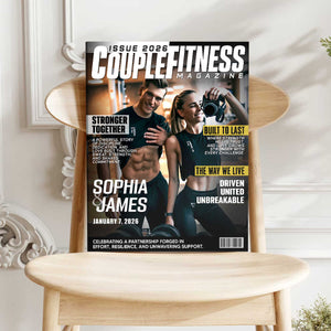 Personalized Couple Fitness Magazine Cover Canvas, Custom Workout Photo , Gym Couple Gift, Fitness Couple Gift
