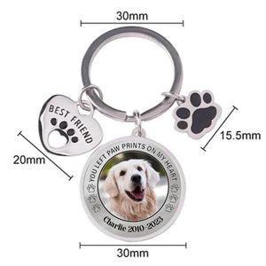 Personalized Memorial Pet Keychain - You left paw prints on my heart