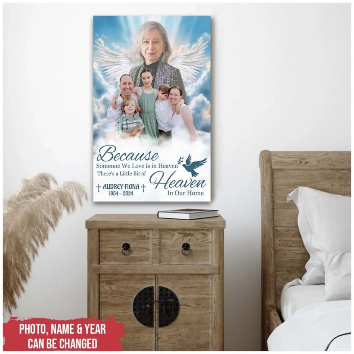 There's A Little Bit Of Heaven In Our Home - Personalized Canvas
