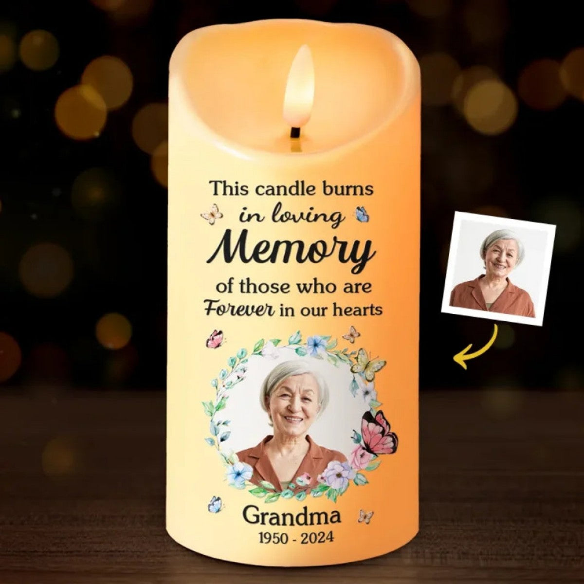 This Candle Burns In Loving Memory - Memorial Personalized LED Candle