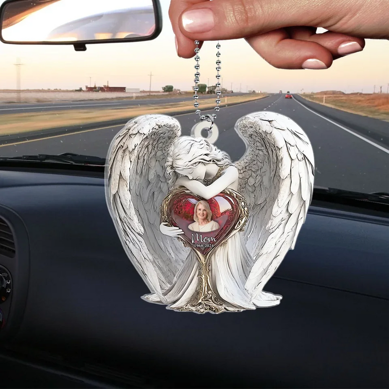 Angel Statue Memorial Personalized Car Ornament, Memorial Gift For Loss Of Loved One