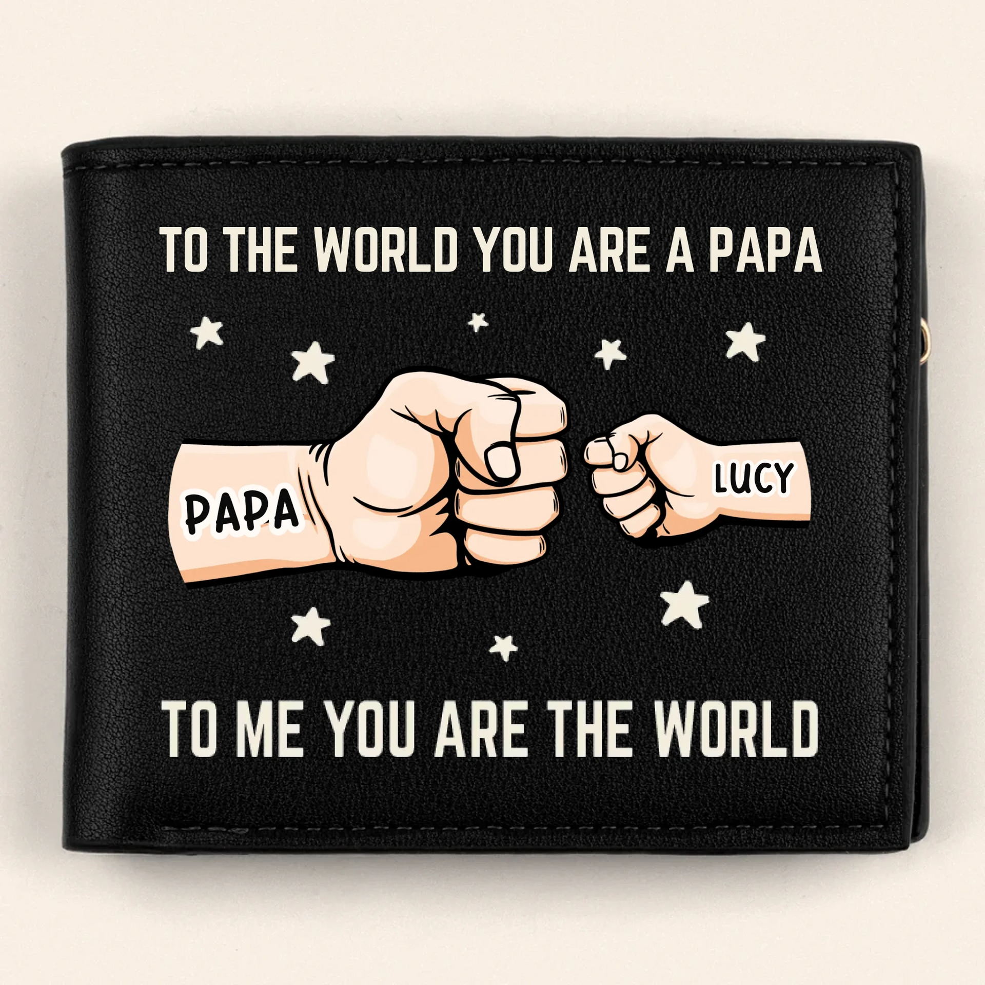 You’re My World, My Heart - Family Personalized Double-Sided Printed Leather Wallet - Father's Day, Gift For Dad, Grandpa
