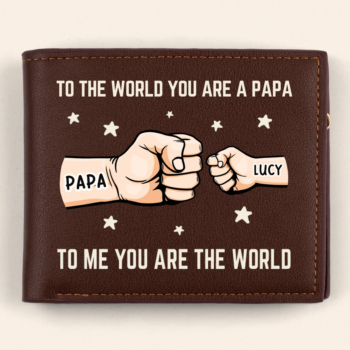 You’re My World, My Heart - Family Personalized Double-Sided Printed Leather Wallet - Father's Day, Gift For Dad, Grandpa