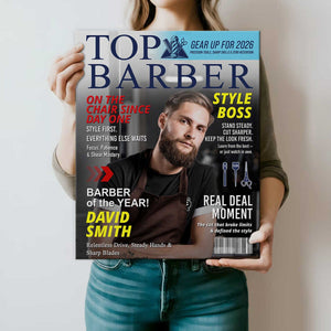 Personalized Barber Magazine Cover, Custom Barber Dad Gift, Barber Lover Gift