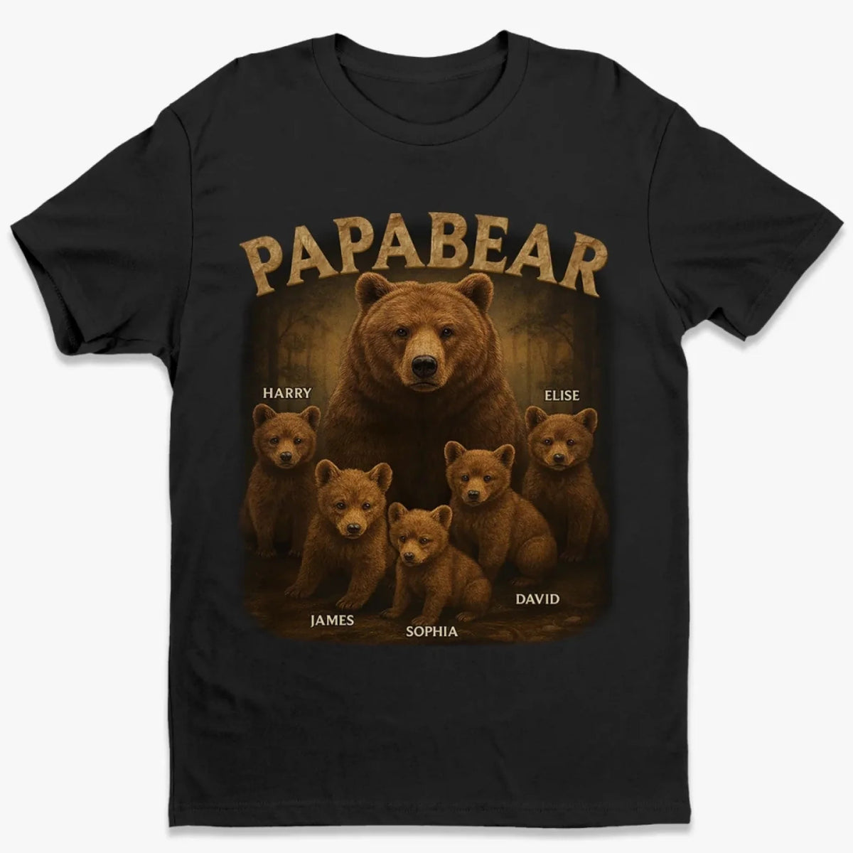 Papa Bear, Always There To Protect His Cubs - Family Personalized Pure Cotton T-Shirt Father's Day Gift For Dad, Grandpa