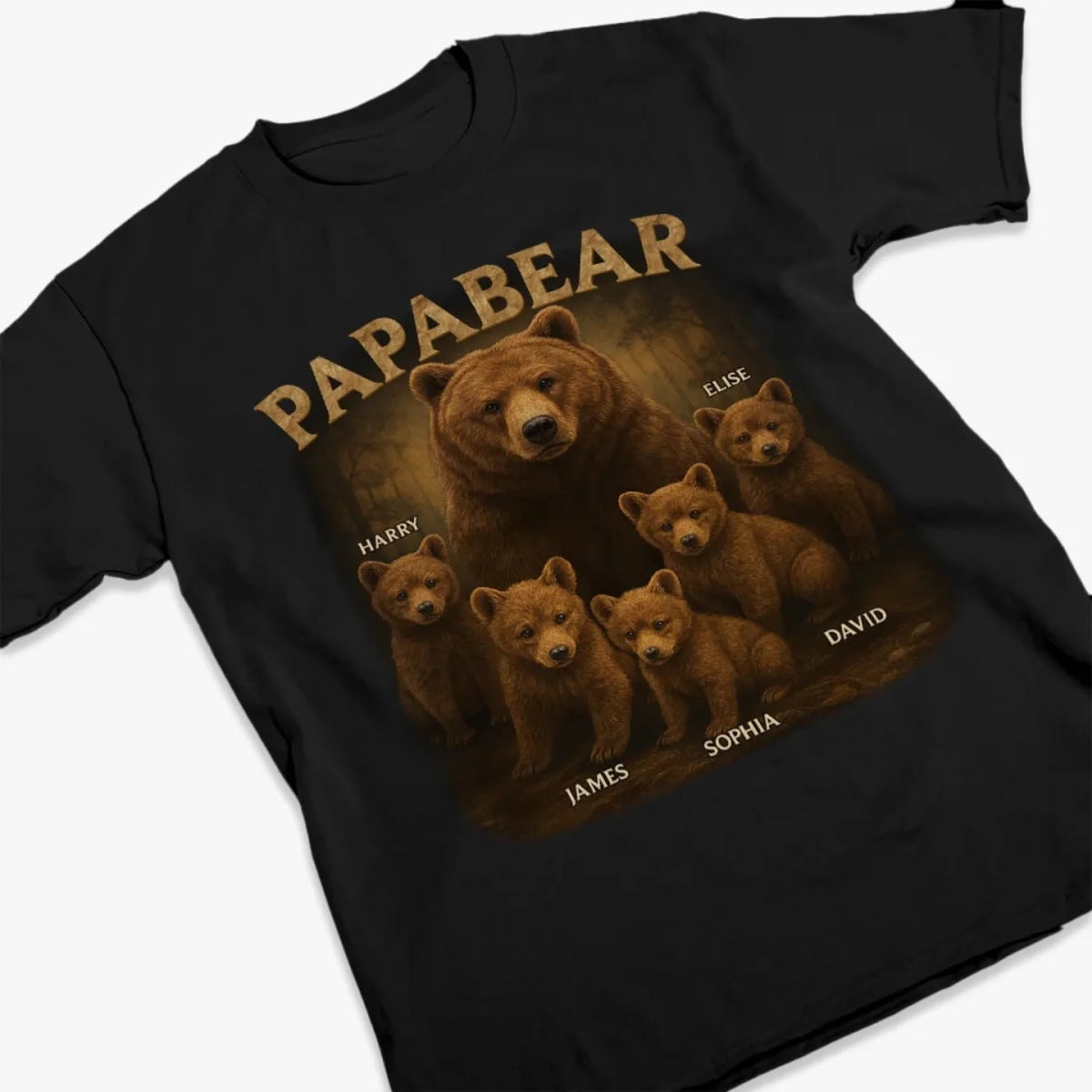 Papa Bear, Always There To Protect His Cubs - Family Personalized Pure Cotton T-Shirt Father's Day Gift For Dad, Grandpa