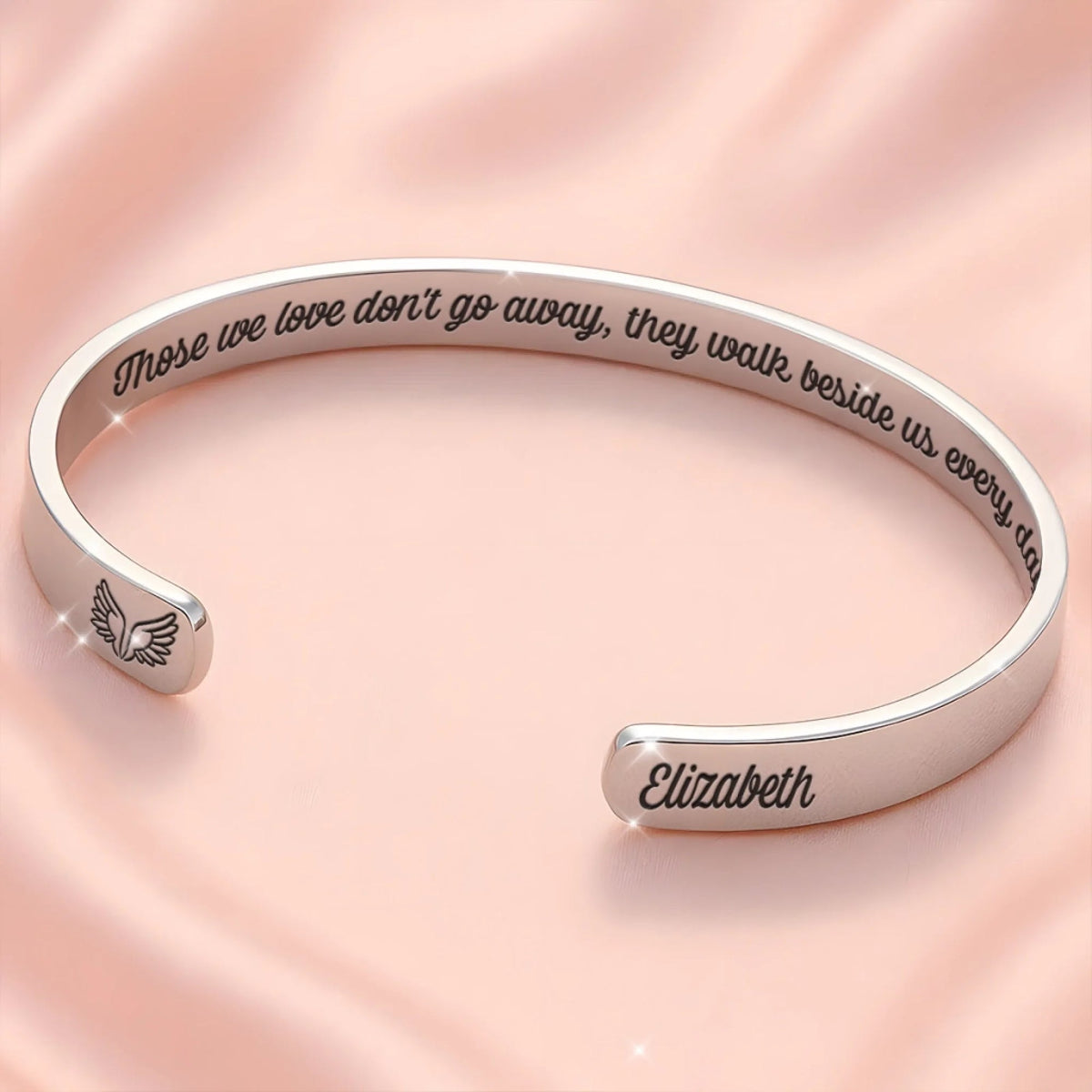 With Me Always - Memorial Personalized Custom Bangle Bracelet Cuffs - Sympathy Gift For Family Members