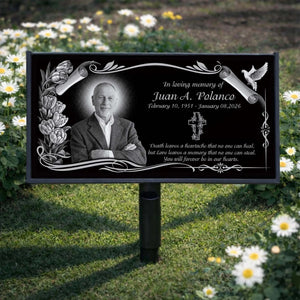 Love Leaves A Memory That No One Can Steal - Personalized Granite Headstone With Stand , Memorial Gift, Sympathy Gift For Loss Of Loved One