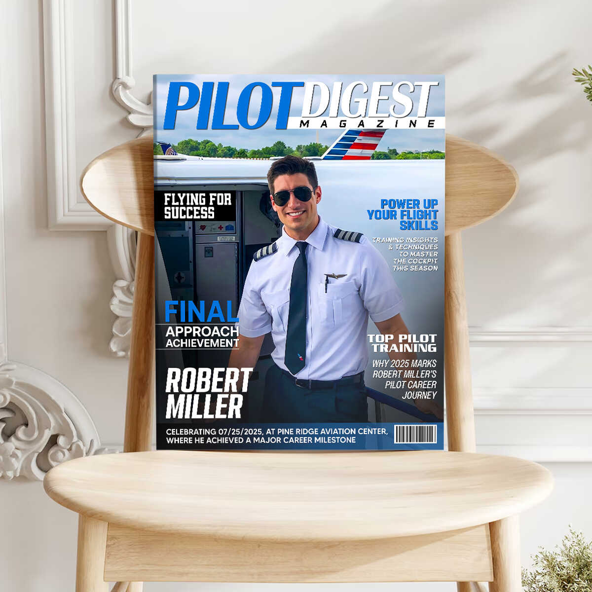 Pilot Digest Magazine Cover Canvas, Custom Pilot Magazine Cover Photo, Unique Gift For Pilot, Pilot Digest Gift