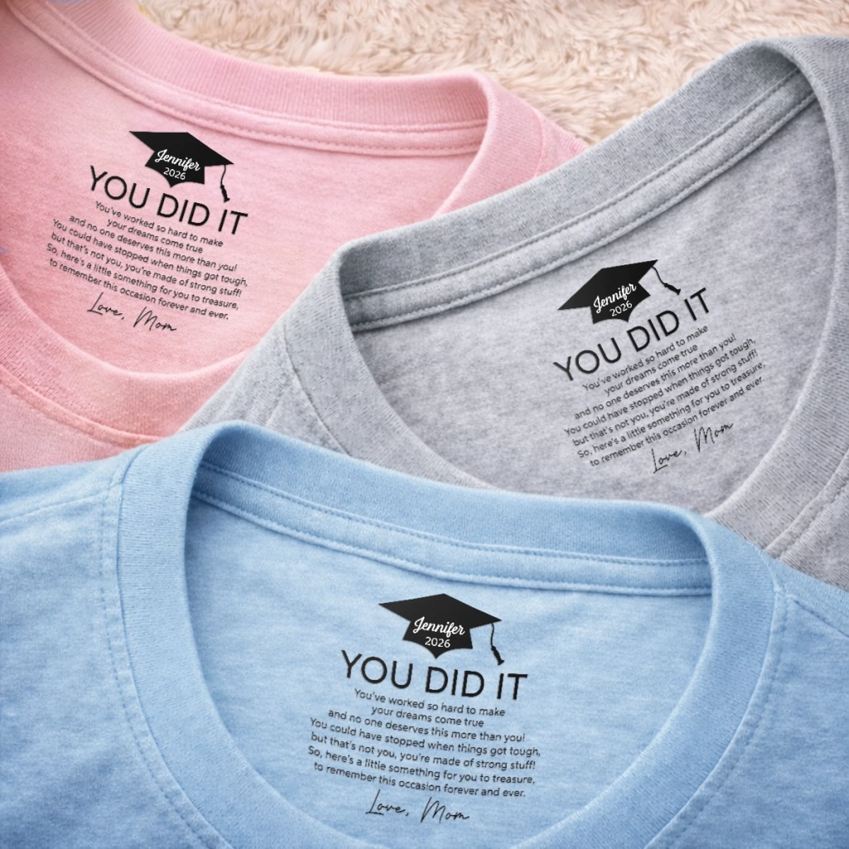 Custom Inside Neck Print T-Shirt - Personalized Graduation Gifts For Him, Her - The Adventure Begins