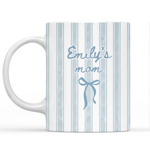 First Time Mom - Personalized Mug, Gift For New Mom, Blue Stripe Mug, Future Mom Gift, New Baby Gift For Mom