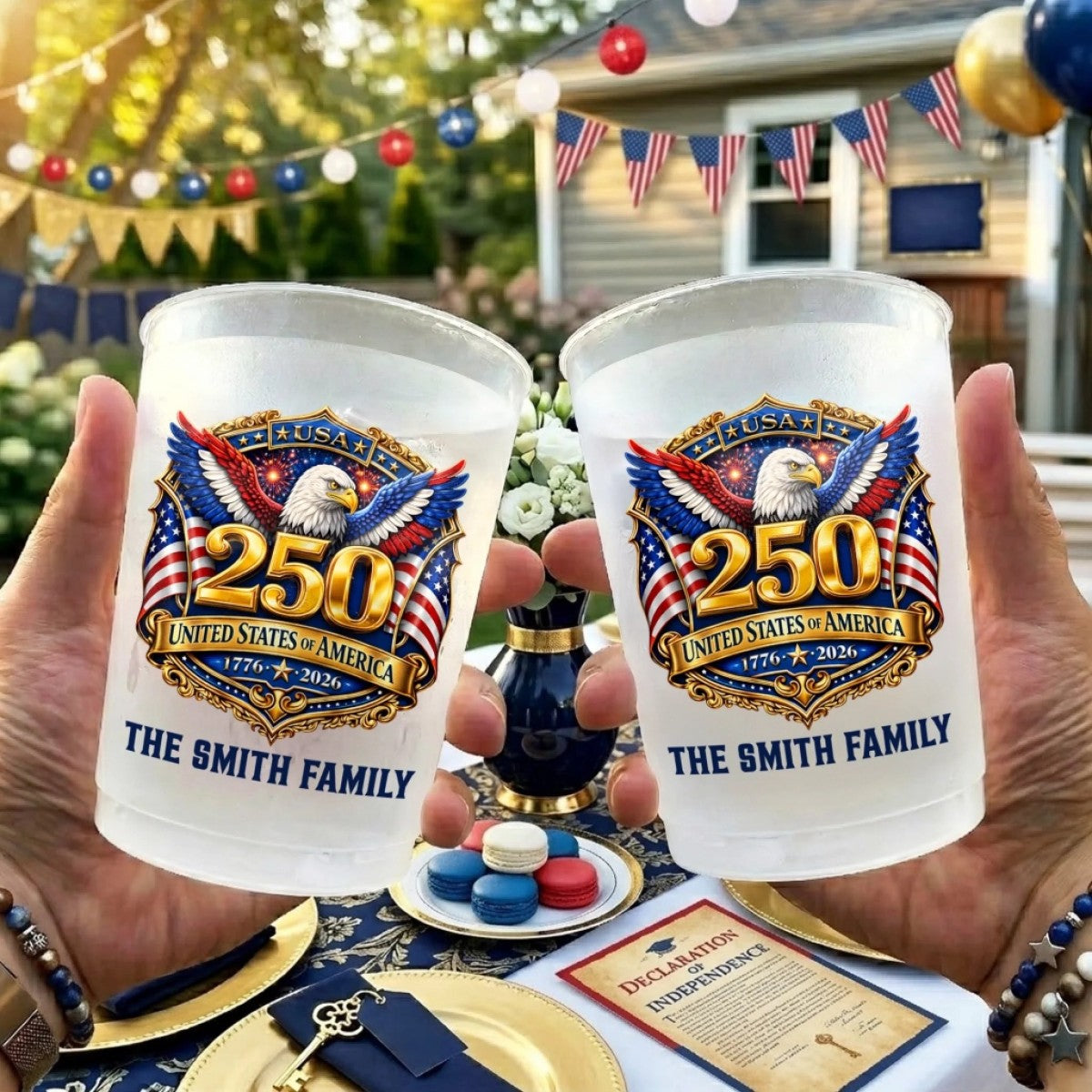 Custom Party Cups - Personalized America 250th Anniversary Gifts For Family