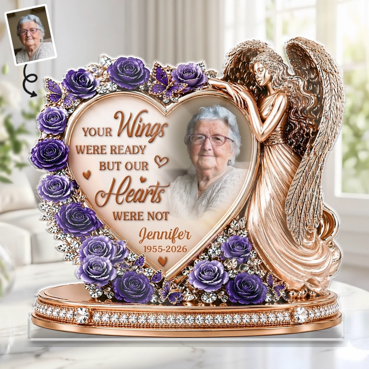 Custom Photo Acrylic Plaque - Personalized Memorial Sympathy Gifts For Loss Of Mom, Dad - Forever Loved, Never Forgotten