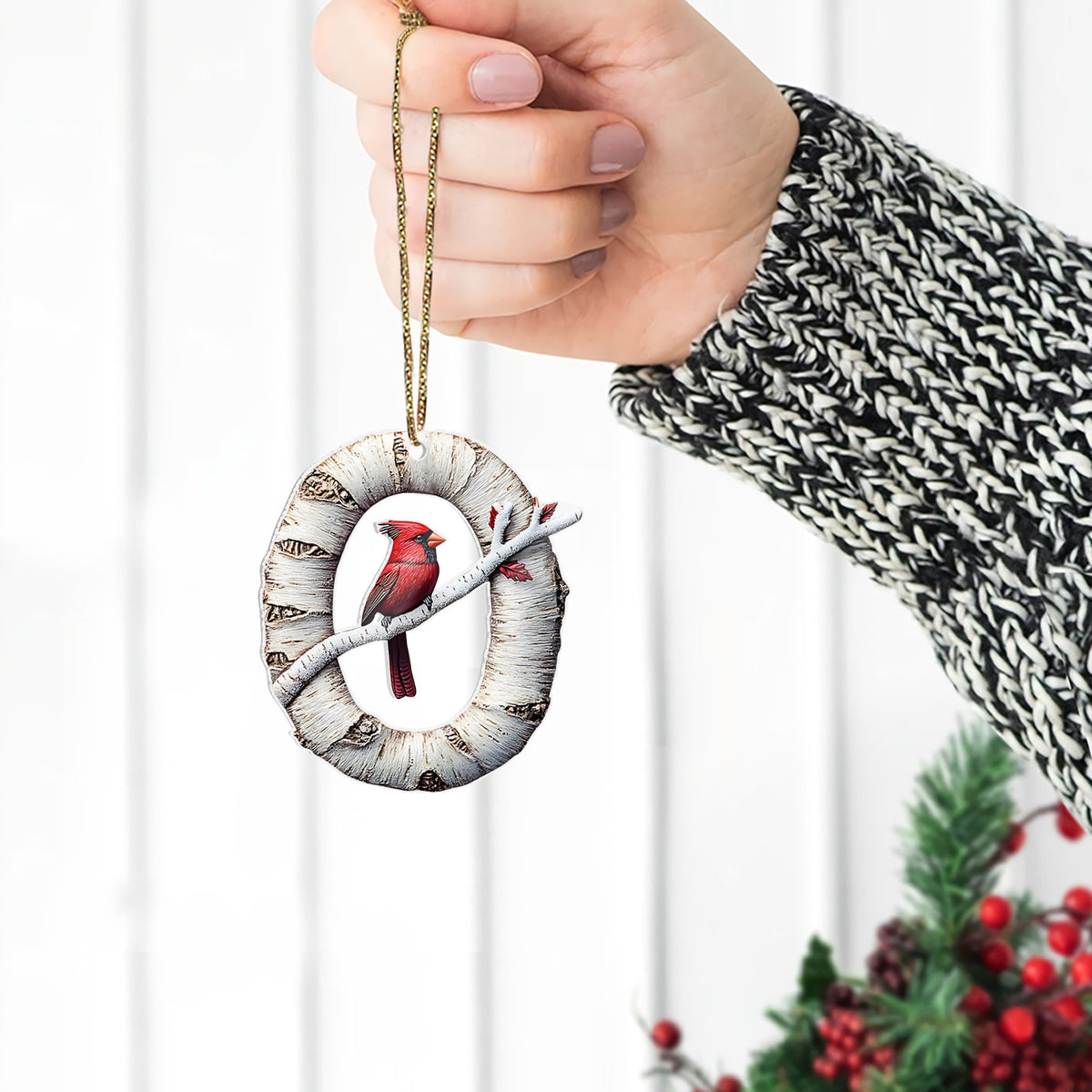 Memorial Cardinal With Custom Alphabet - Personalized Christmas Acrylic Ornament