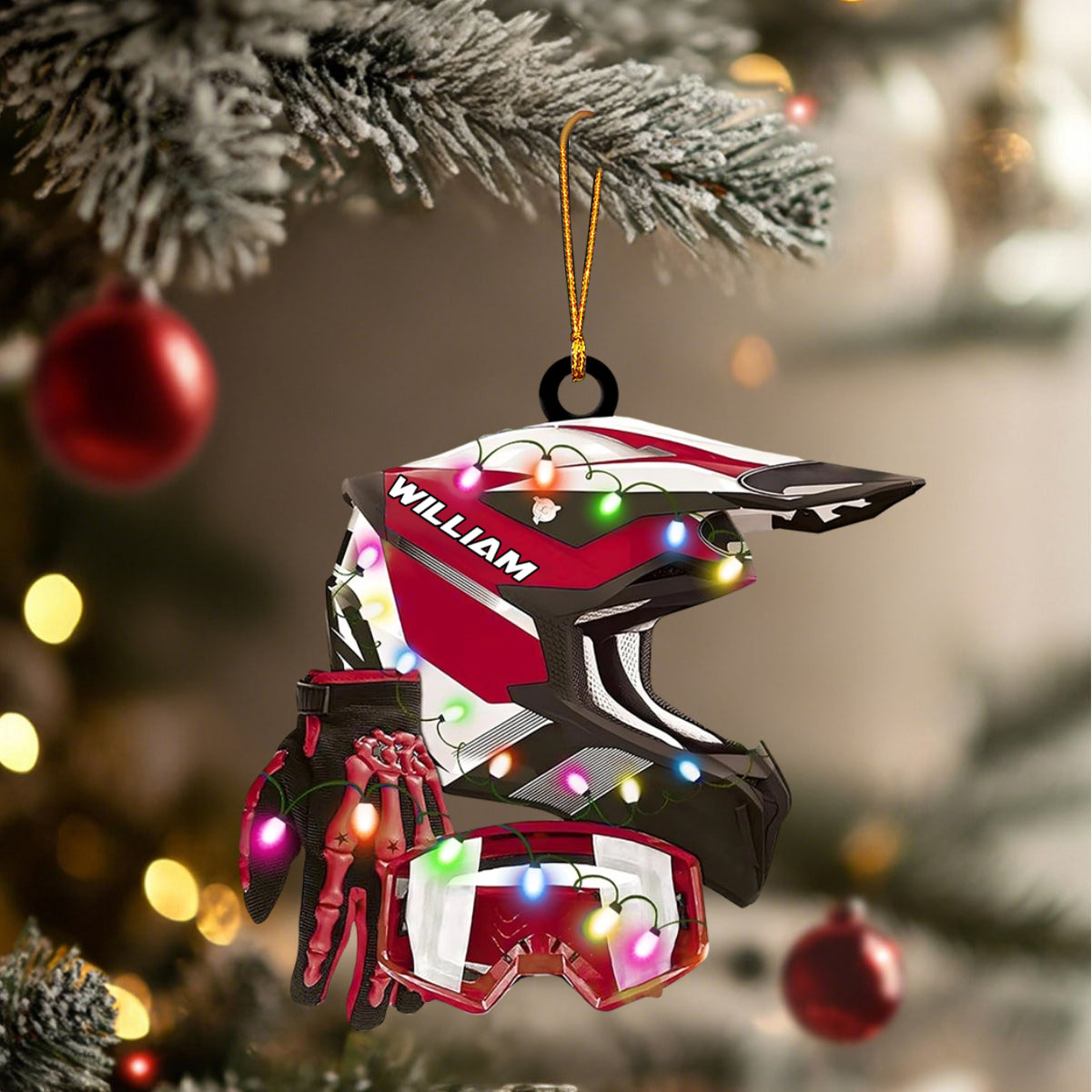 Custom Motocross Gear Ornament, Arcrylic Christmas Ornament, Helmet Gloves Goggles Decor