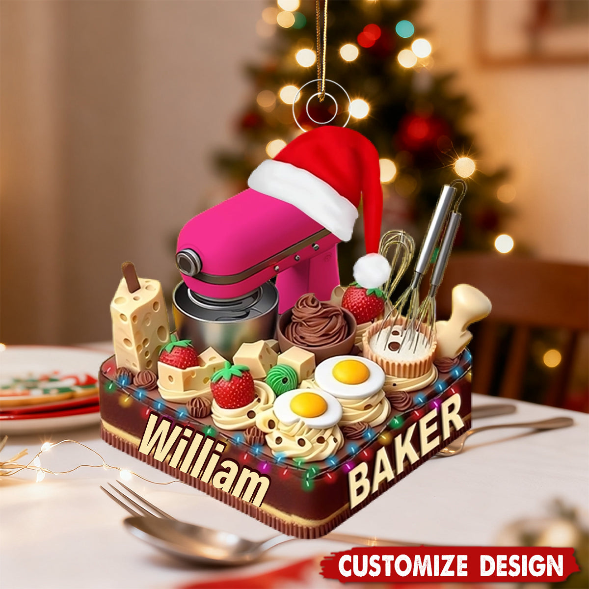 Making Cake Christmas Ornament, Personalized Acrylic Ornament