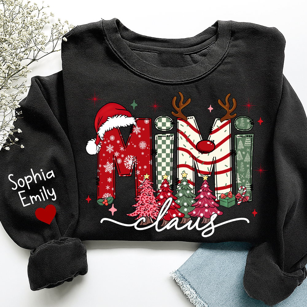 Personalized Christmas Grandma Sweatshirt, Tree Christmas For Grandma, Gift Gigi And Kids