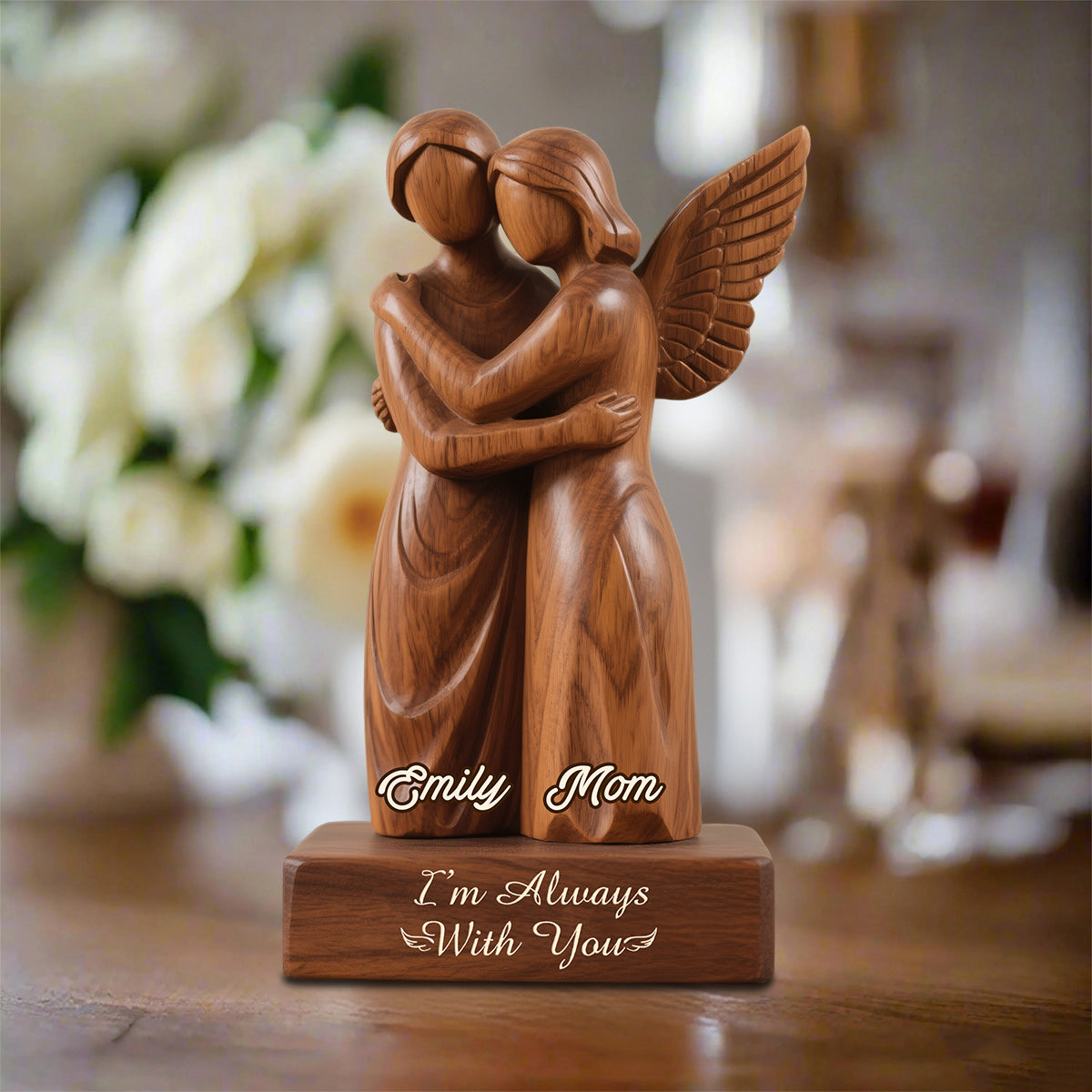 Personalized Memorial Heaven Angel Wings Hug Acrylic Plaque