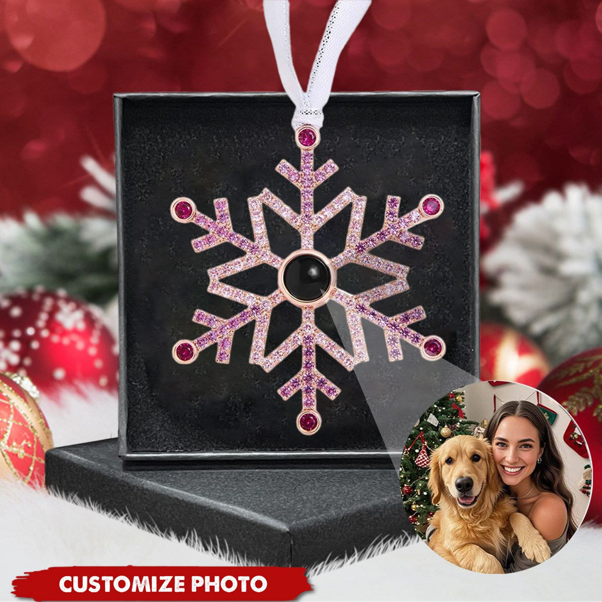Personalized Photo Projection Snowflake Christmas Gifts Ornament