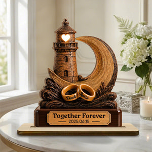 "Together Through Life" – Personalized Wood Plaque With Flat Base | Gift For Couples