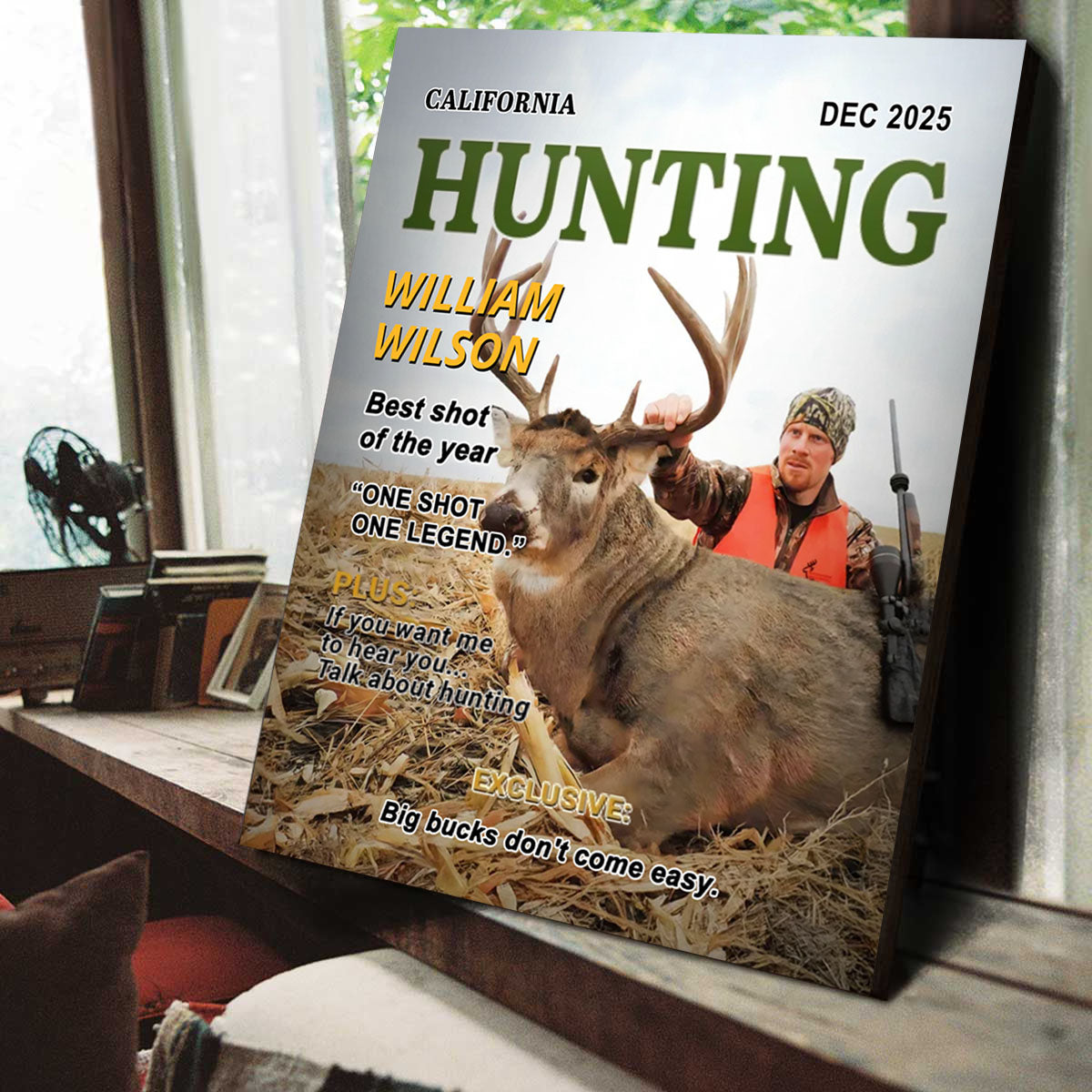 Wild At Heart Custom Photo Hunting Magazine Cover, Personalized Hunting Gifts for Men, Hunting Dad Gift, Funny Hunter Gift for Outdoorsman