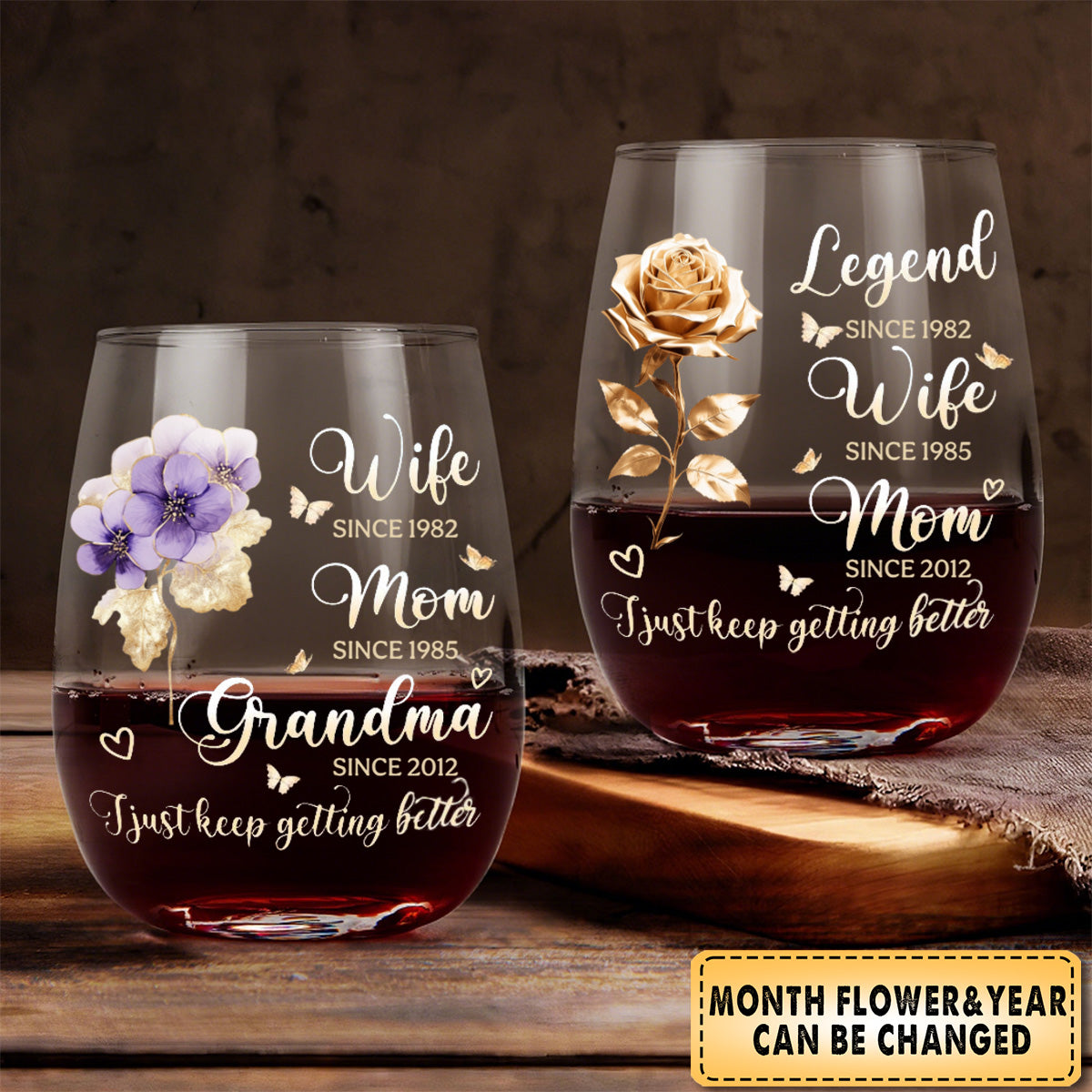 I Just Keep Getting Better - Personalized Stemless Wine Glass
