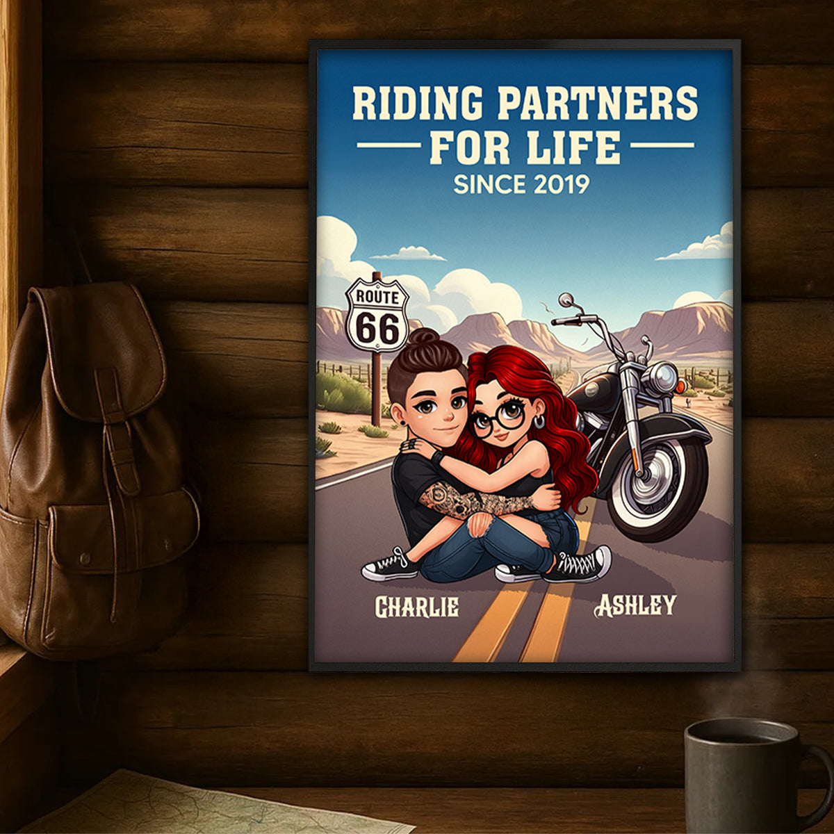 Bikers Couple Riding Partners For Life Personalized Poster Gift For Him & Her