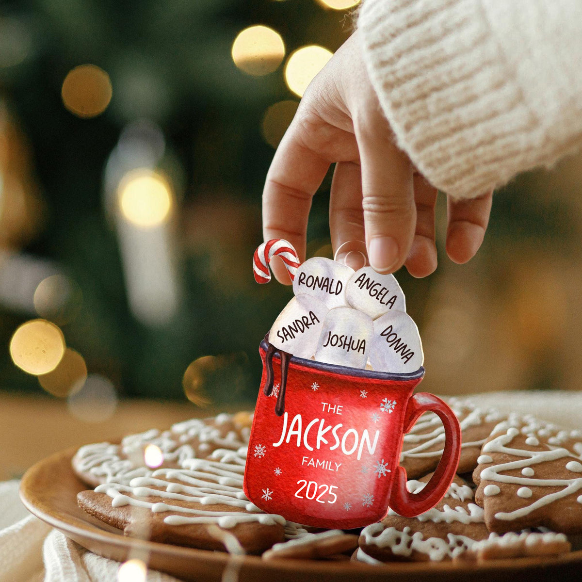 Hot Cocoa Cup Marshmallow - Personalized Family Ornament Christmas Decoration