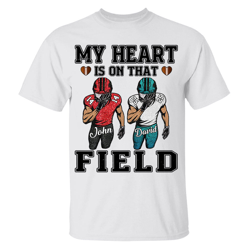 My Heart Is On That Field Personalized Pure cotton T-Shirt Gift For Family Member  Football Game Days Shirt