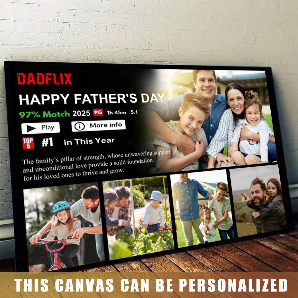 Dadflix Personalized Movie Landscape Canvas Poster,  Father's Day Gift for Dad Movie Poster