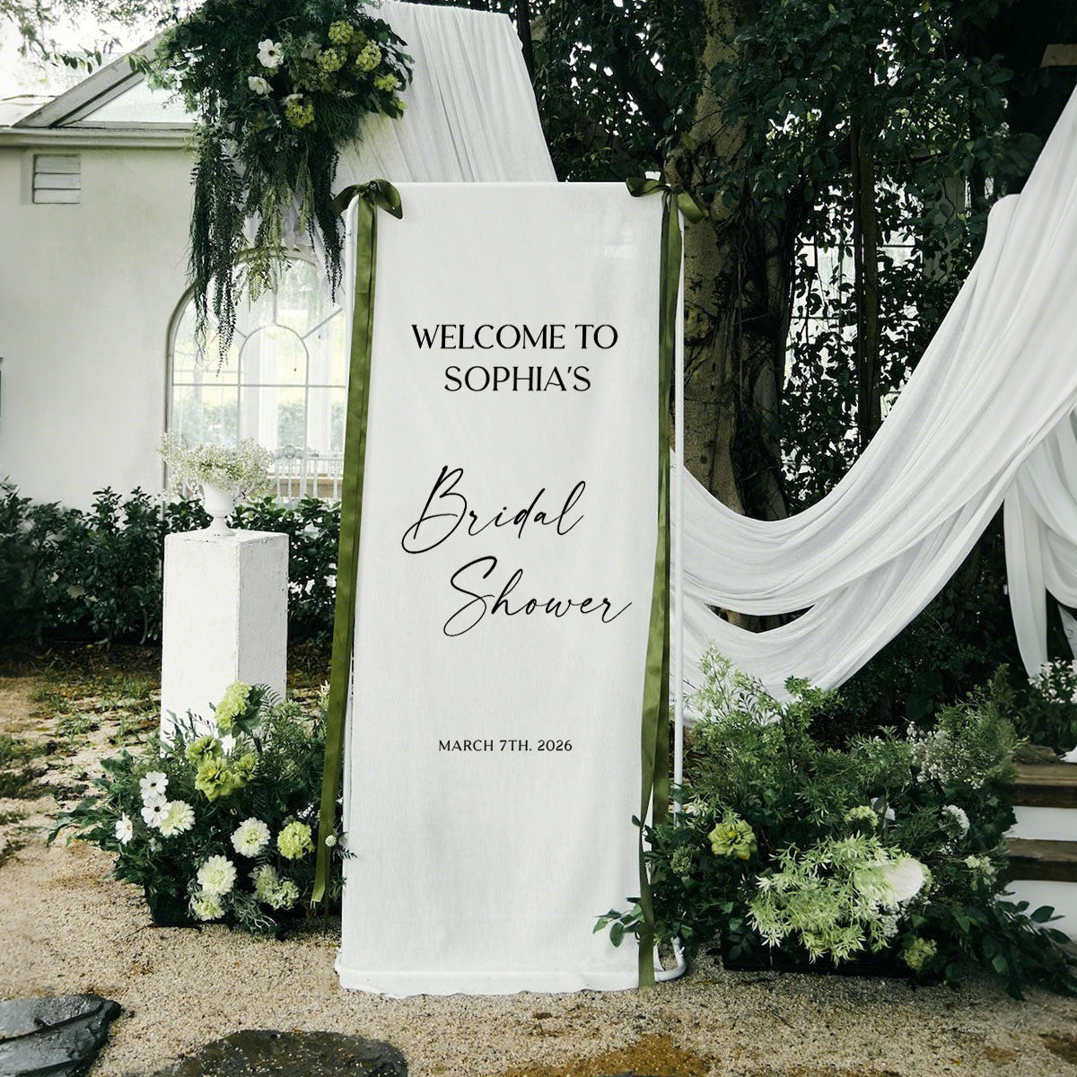 Personalized Wedding Welcome Sign – Custom Fabric Banner for Weddings, Bridal Showers & Special Events