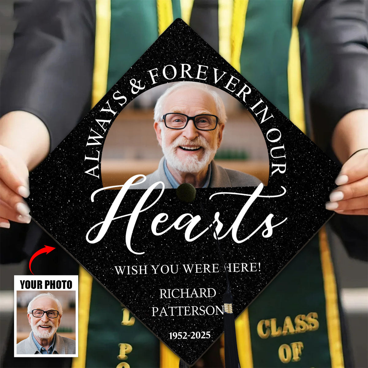 I Wish You Were Here - Personalized Graduation Cap Topper, Memorial Graduate Gift