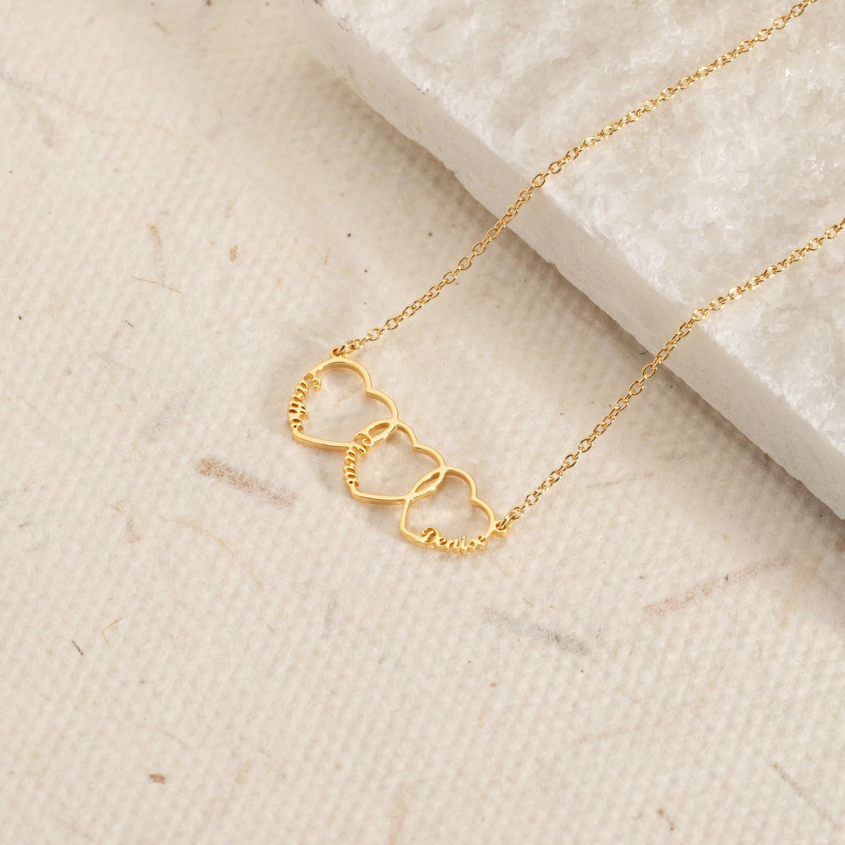 Personalized Multiple Heart Necklace Gift for Mom With Kids Names
