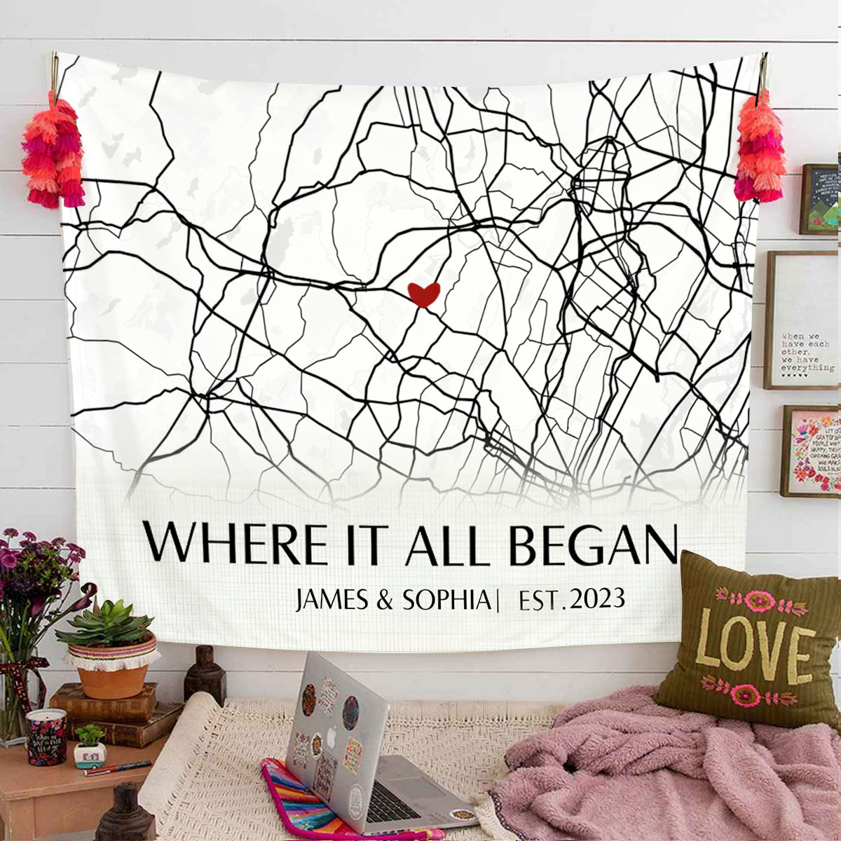 Where It All Began - Couple Personalized Custom Horizontal Blanket - Gift For Husband Wife, Anniversary