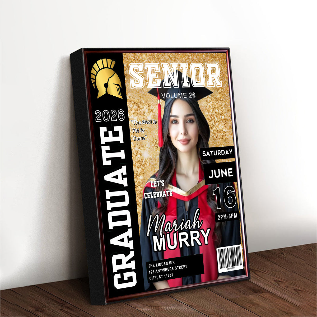 New Graduate Gift - Personalized Graduation Magazine Cover Canvas for Him or Her