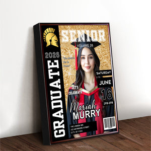 New Graduate Gift - Personalized Graduation Magazine Cover Canvas for Him or Her