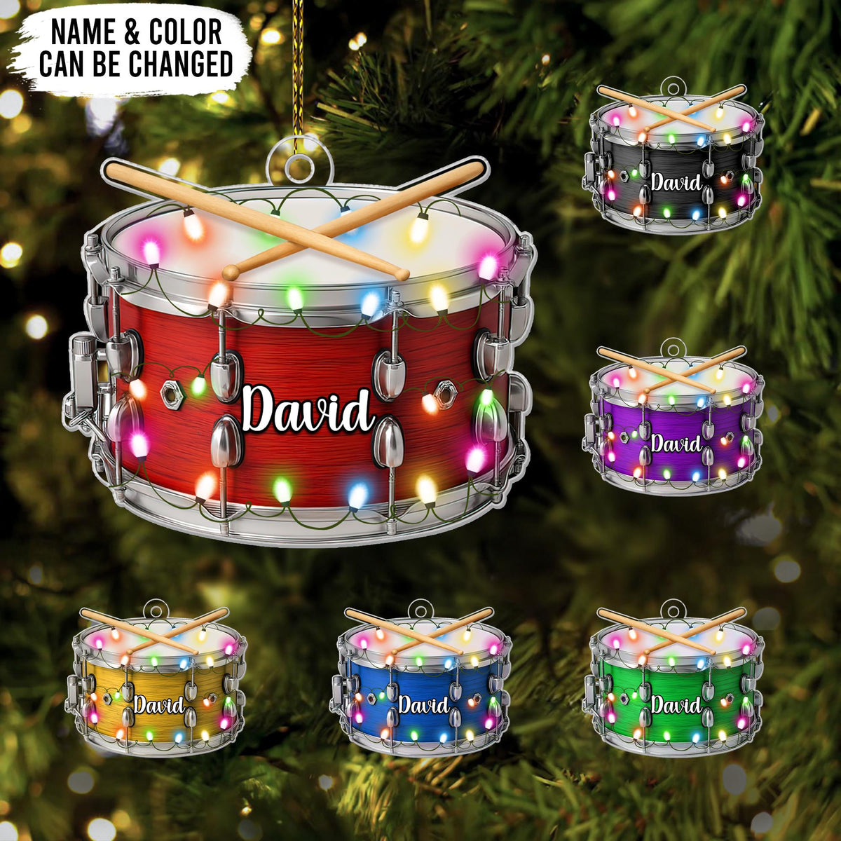 Personalized Drum Acrylic Ornament Musical Instrument Christmas Ornament
