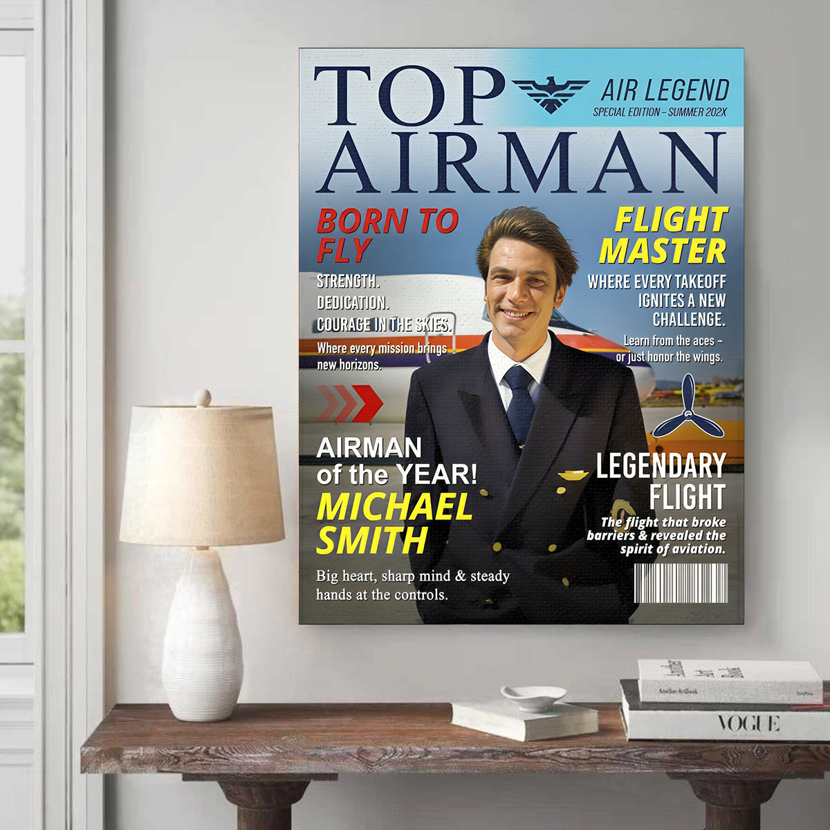 Personalized Airman Magazine Cover, Unique Gift for Pilots and Veterans, Airman Dad Gift, Custom Air Force Gift