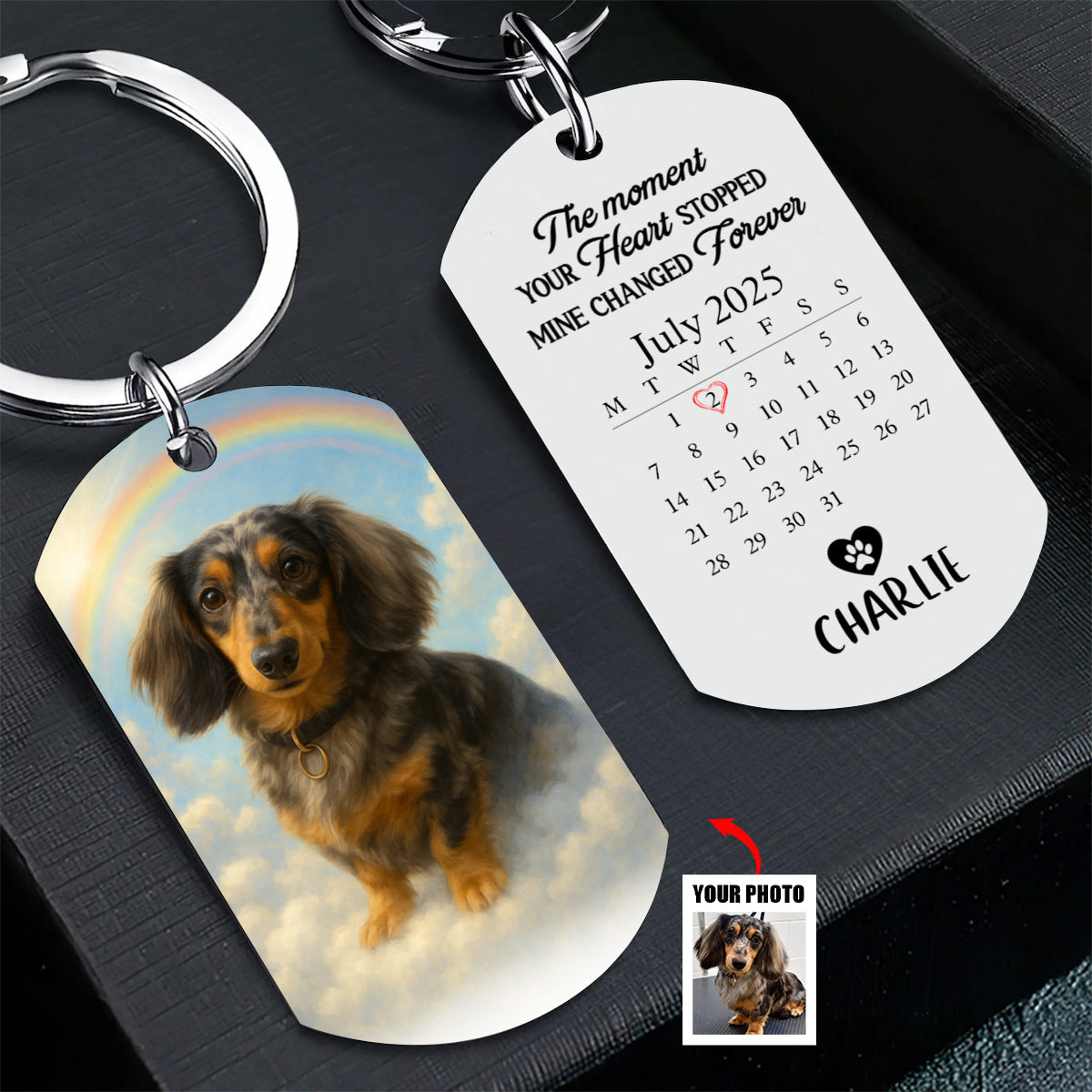 Custom Memorial Pet Portrait A Loyal Heart Never Fades - Rainbow Bridge Personalized Keychain
